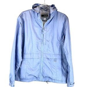 Neyelle Hooded Utility Windbreaker Jacket Pearlized Blue Sz M